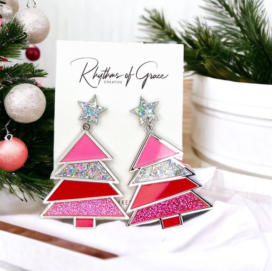 Sparkle & Shine with Pastel Christmas Tree Earrings! 🌟 - Rhythms of Grace Creative