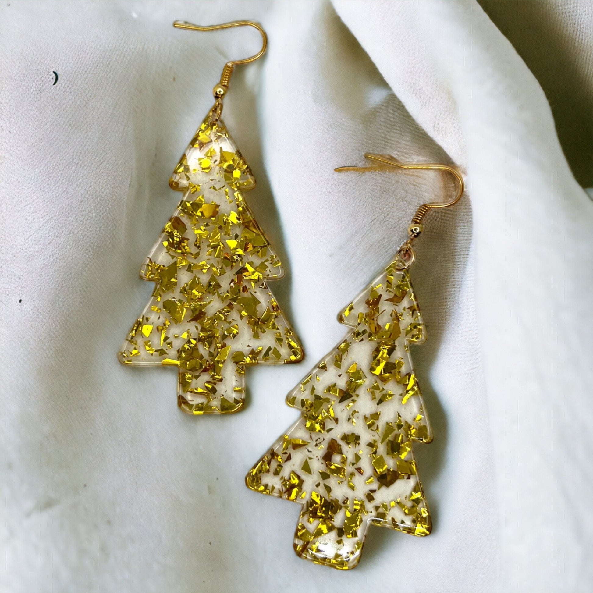 Christmas Tree Earrings - Christmas Earrings, Rhinestone Christmas, Christmas Jewelry, Christmas Jewelry, Handmade Earrings, Glitter Trees - Rhythms of Grace Creative