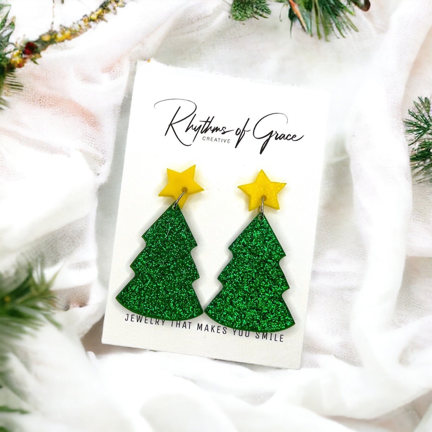 Dazzle This Holiday Season with Rhinestone Christmas Tree Earrings! 🎄 - Rhythms of Grace Creative