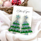 Glitter Christmas Tree Earrings - Christmas Earrings, Glitter Earrings, Christmas Jewelry, Sparkle Queen, Secret Santa, Holiday Earrings - Rhythms of Grace Creative