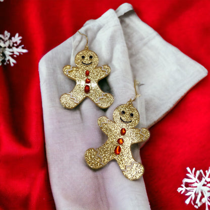Gingerbread Man Earrings, Gingerbread Earrings, Christmas Earrings, Christmas Jewelry, Christmas Jewelry, Handmade Earrings, Cookie Earrings - Rhythms of Grace Creative