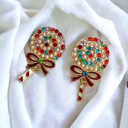 Lollipop Earrings, Christmas Candy, Christmas Earrings, Christmas Jewelry, Christmas Jewelry, Handmade Earrings, Lollipop Jewelry, Lollipops - Rhythms of Grace Creative