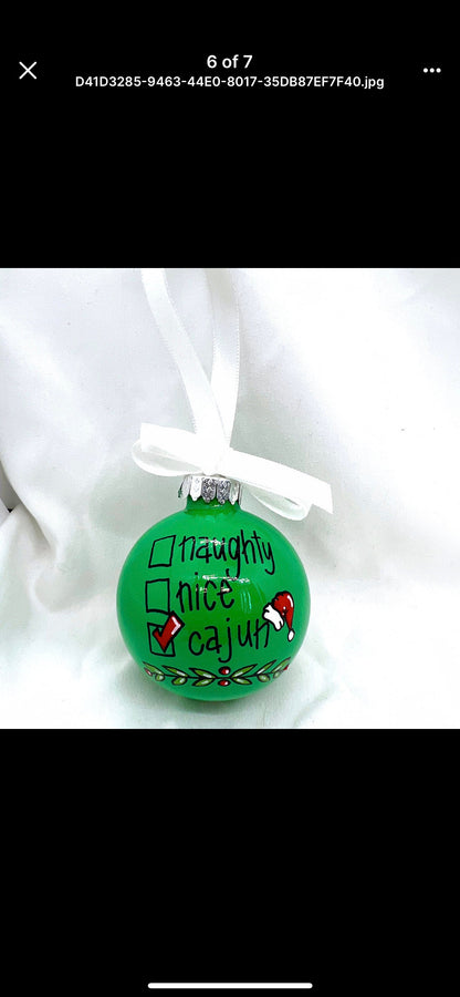 Cajun Ornament - Louisiana Ornament, Christmas Ornament, Holiday Ornament, Cajun Gift, Naughty or Nice, Ornament Exchange - Rhythms of Grace Creative