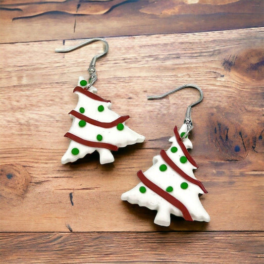 Christmas Tree Earrings, Christmas Tree Snack Cake, Christmas Earrings, Christmas Jewelry, Little Debbie Snack Cake, Handmade Earrings - Rhythms of Grace Creative