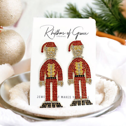 Sparkle and Shine with Santa! Oversized Rhinestone Santa Stud Drop Earrings! 🎅 - Rhythms of Grace Creative