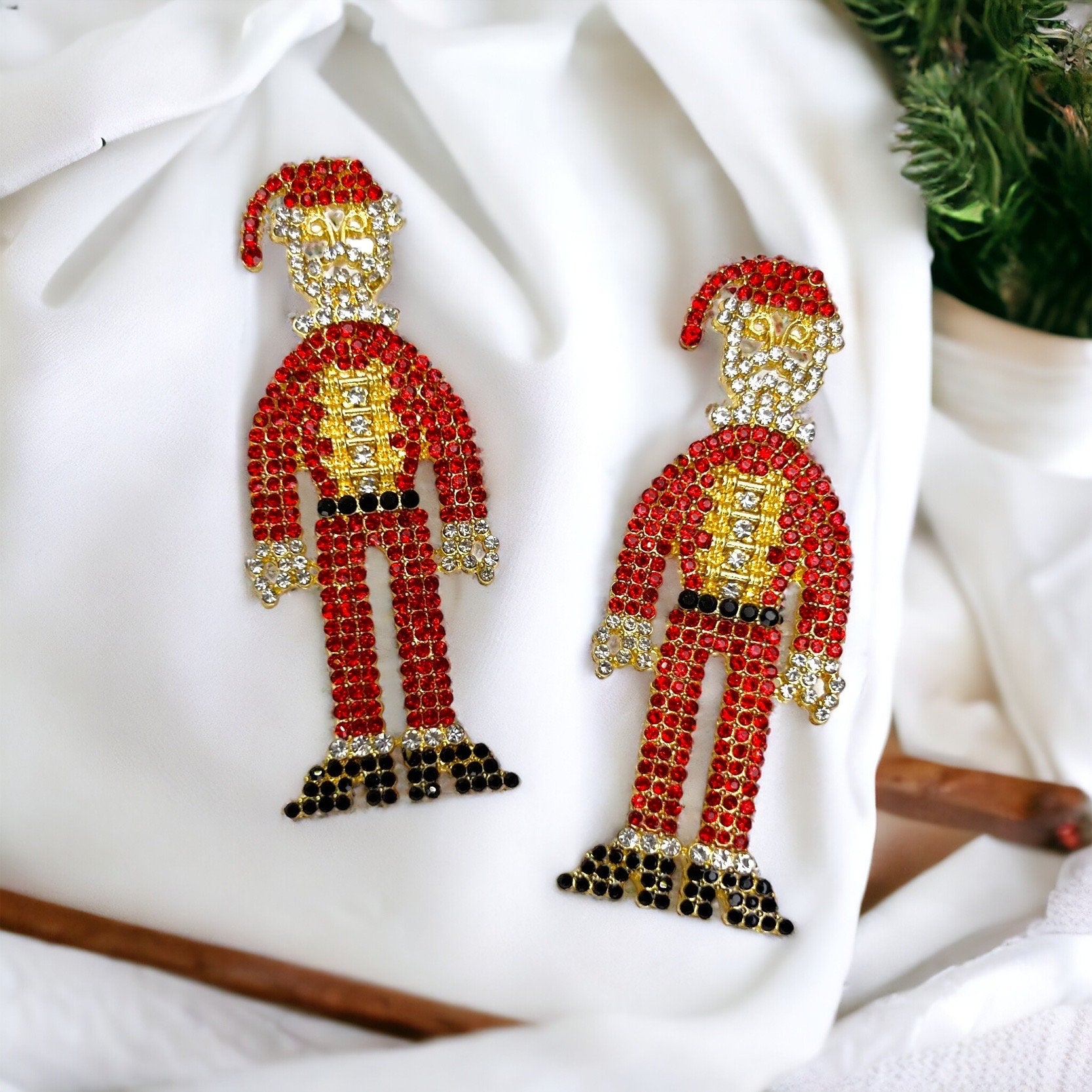 Sparkle and Shine with Santa! Oversized Rhinestone Santa Stud Drop Earrings! 🎅 - Rhythms of Grace Creative