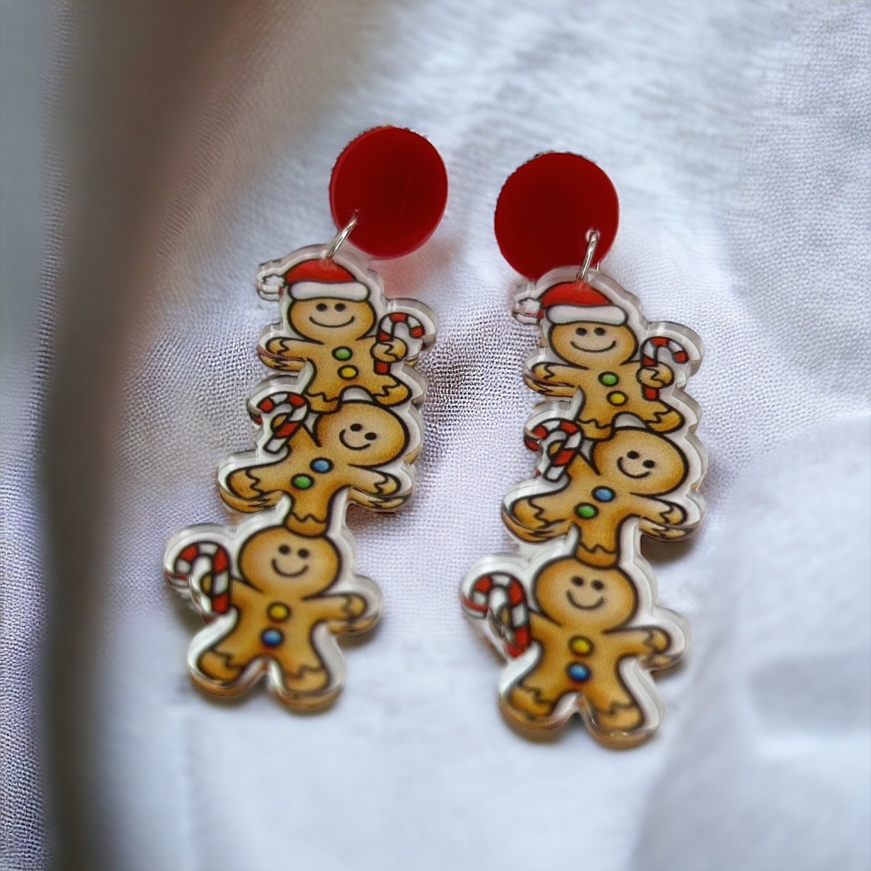 Gingerbread Men Earrings - Christmas Earrings, Gingerbread Earrings, Christmas Jewelry, Christmas Jewelry, Handmade Earrings - Rhythms of Grace Creative