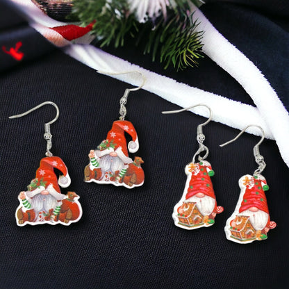 Christmas Gnome Earrings - Christmas Earrings, Garden Gnome, Christmas Gnomes, Christmas Jewelry, Handmade Earrings, Holiday Gnome, Elf - Rhythms of Grace Creative