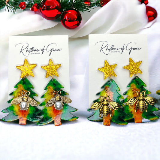Buzz into Holiday Glamour with Our Christmas Tree Earrings! 🎄 - Rhythms of Grace Creative