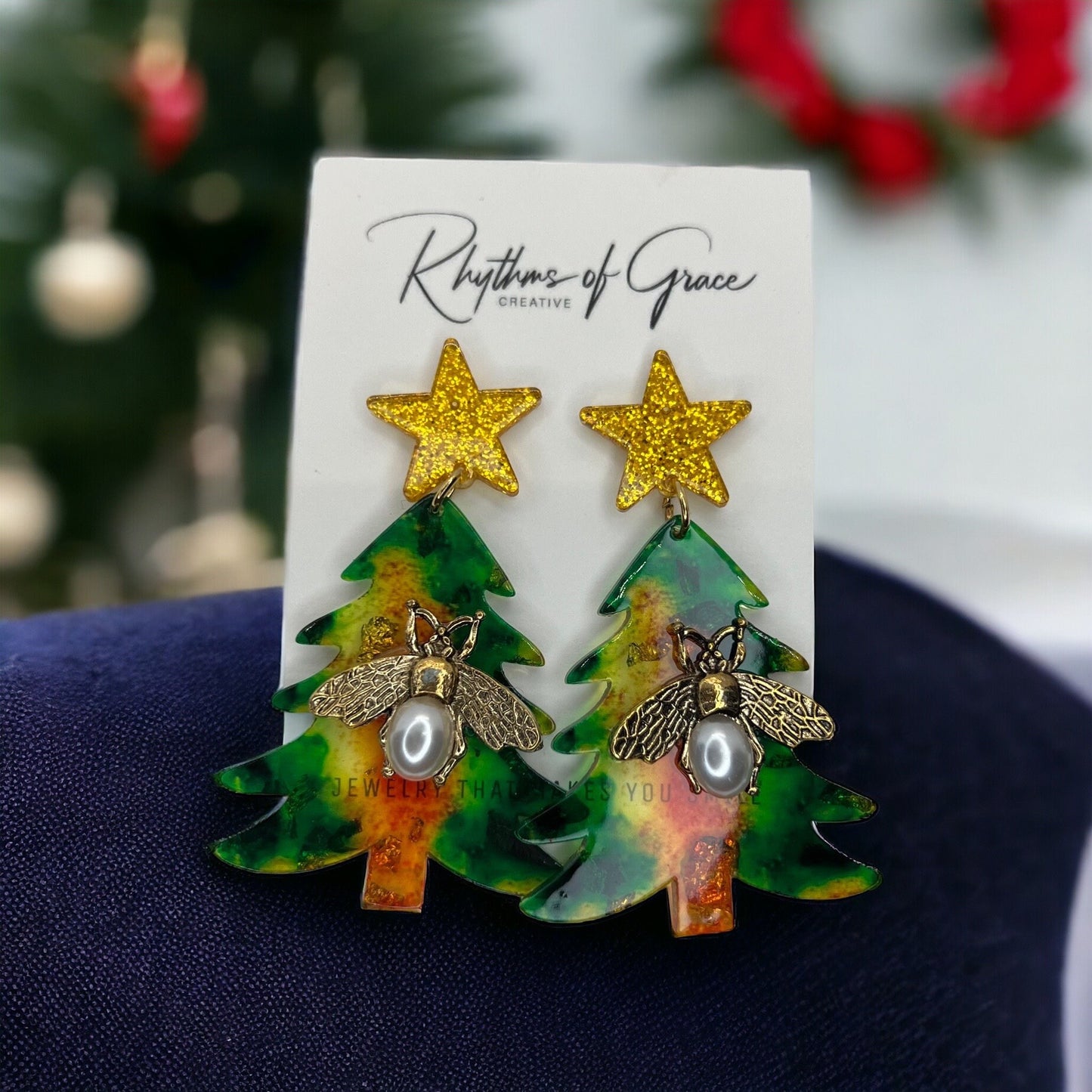 Buzz into Holiday Glamour with Our Christmas Tree Earrings! 🎄 - Rhythms of Grace Creative