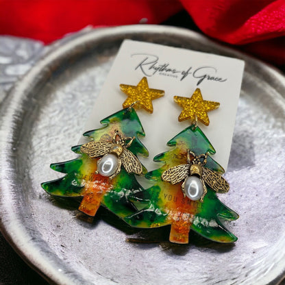 Buzz into Holiday Glamour with Our Christmas Tree Earrings! 🎄 - Rhythms of Grace Creative