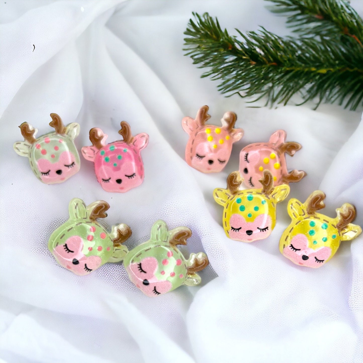 Reindeer Earrings - Christmas Studs, Christmas Earrings, Handmade Earrings, Santa Claus, Christmas Studs, Reindeer Studs, Deer Earrings - Rhythms of Grace Creative