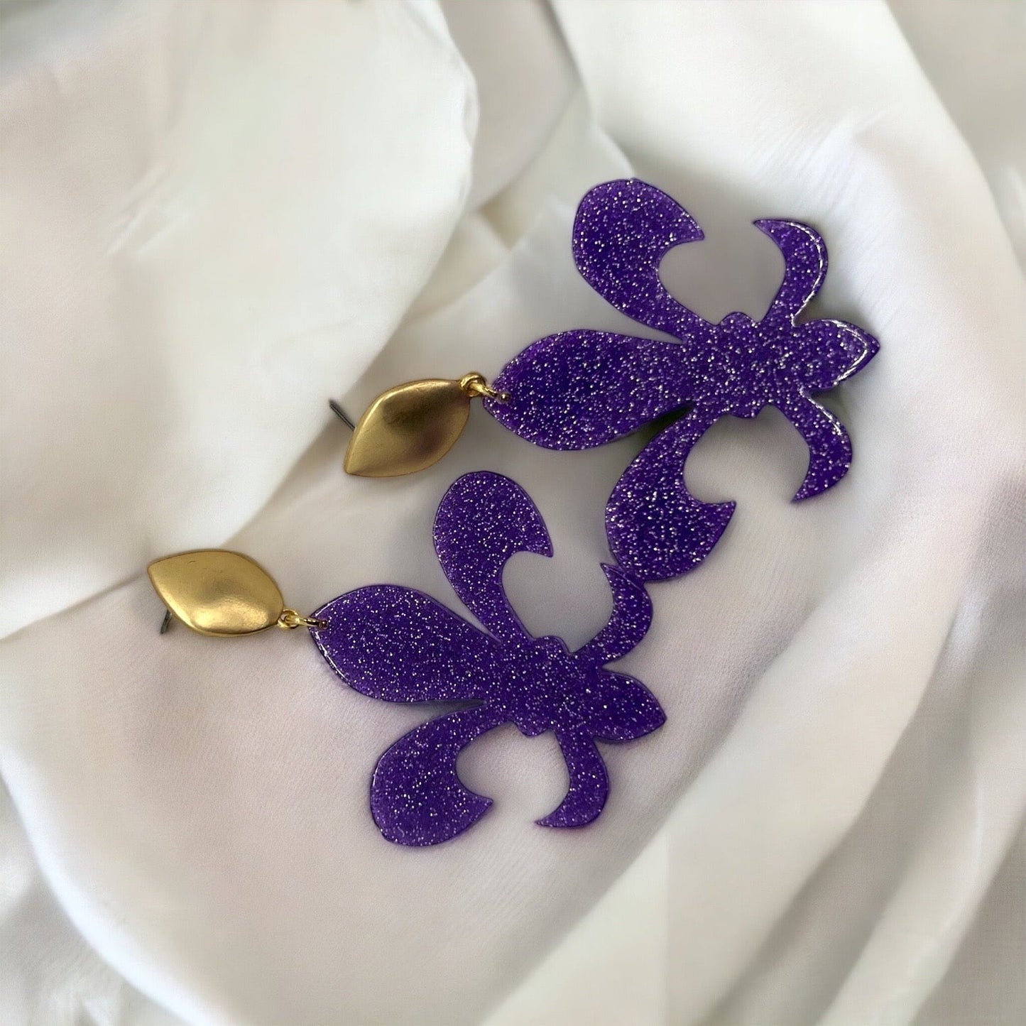 Fleur-tastic Oversized Earrings: Rock Your Louisiana Spirit in Style! - Rhythms of Grace Creative
