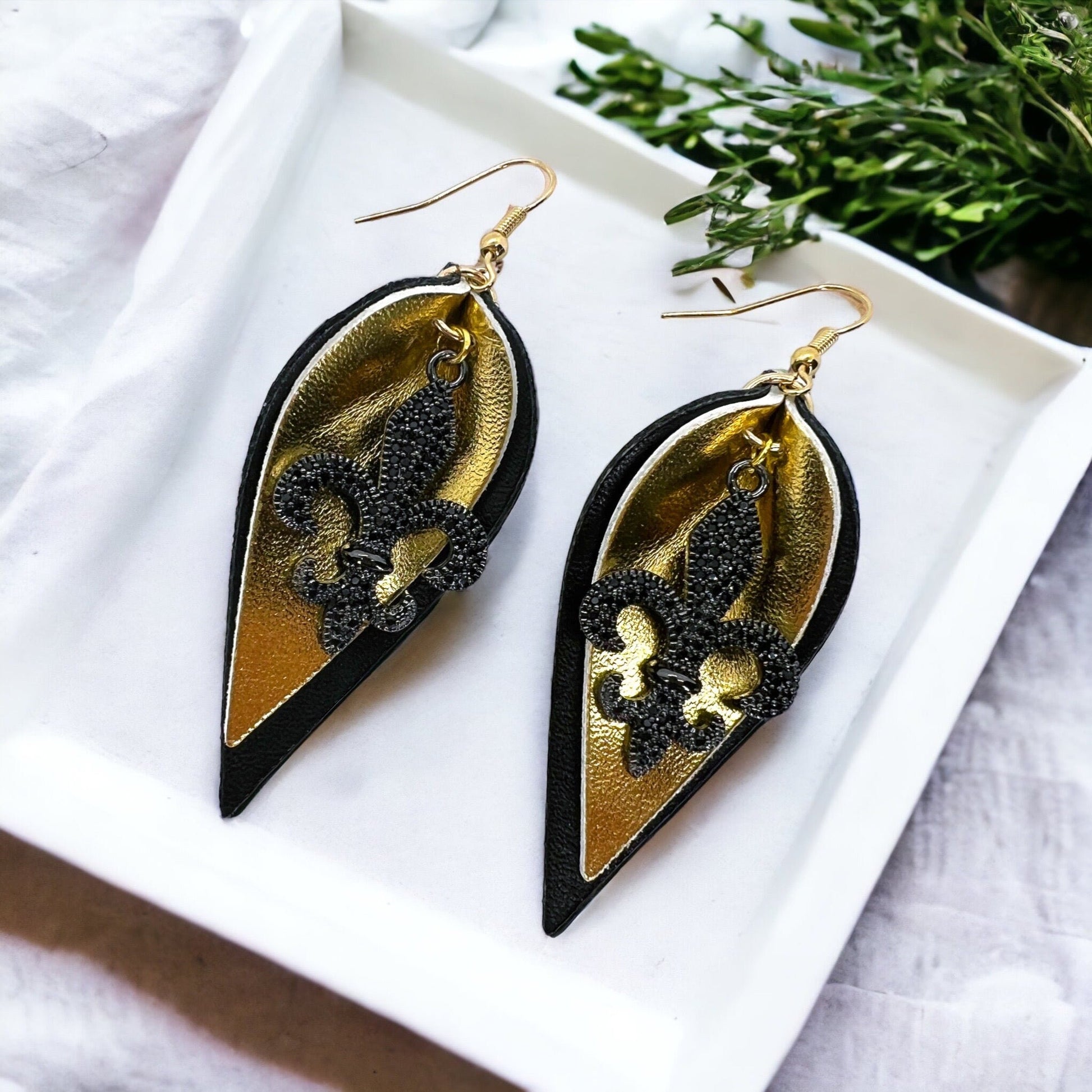 Fleur de lis Earrings - Louisiana Hoops, Handmade Jewelry, Heart of Louisiana, New Orleans Saints, NOLA Earrings, Handmade Earrings - Rhythms of Grace Creative