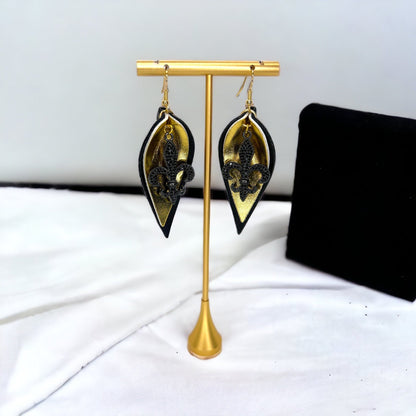 Fleur de lis Earrings - Louisiana Hoops, Handmade Jewelry, Heart of Louisiana, New Orleans Saints, NOLA Earrings, Handmade Earrings - Rhythms of Grace Creative