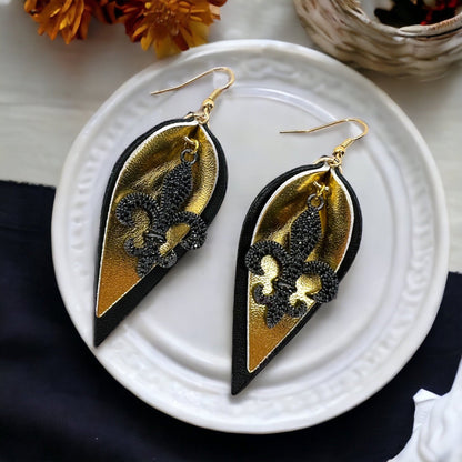Fleur de lis Earrings - Louisiana Hoops, Handmade Jewelry, Heart of Louisiana, New Orleans Saints, NOLA Earrings, Handmade Earrings - Rhythms of Grace Creative