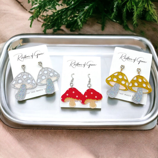 Mushroom Magic: Whimsical Dangle Earrings for Fungi Lovers! - Rhythms of Grace Creative
