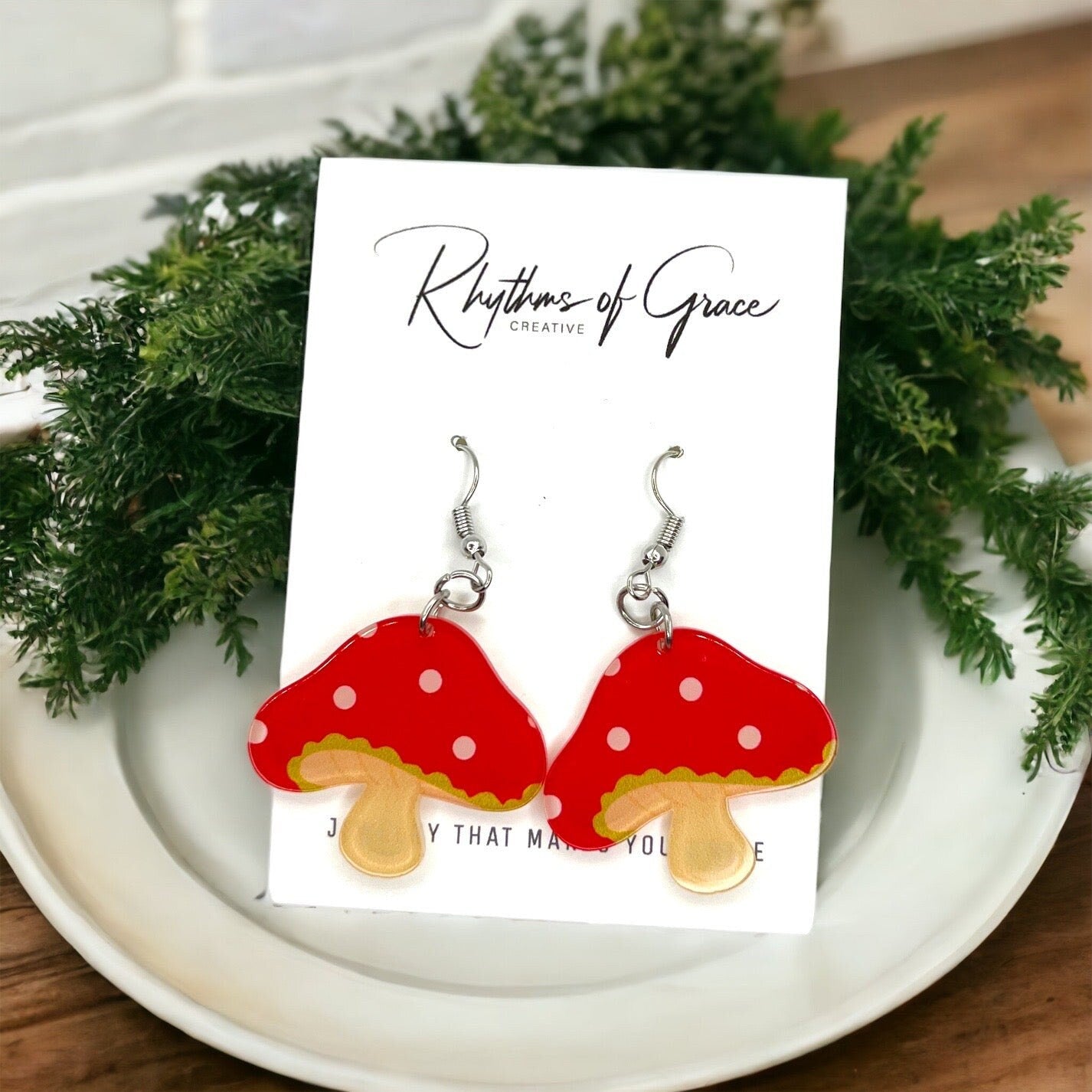 Mushroom Magic: Whimsical Dangle Earrings for Fungi Lovers! - Rhythms of Grace Creative