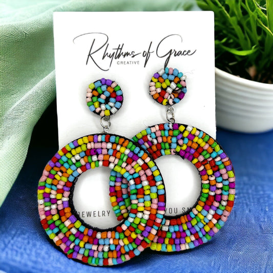 Colorful Beaded Boho Earrings – Your Festival Essential! 🌈 - Rhythms of Grace Creative