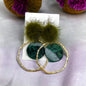 Pom Pom Earrings - Maroon Earrings,Green Earrings, Maroon Accessories, Green Jewelry, Gold Earrings, Gold Accessories, Gold Jewelry