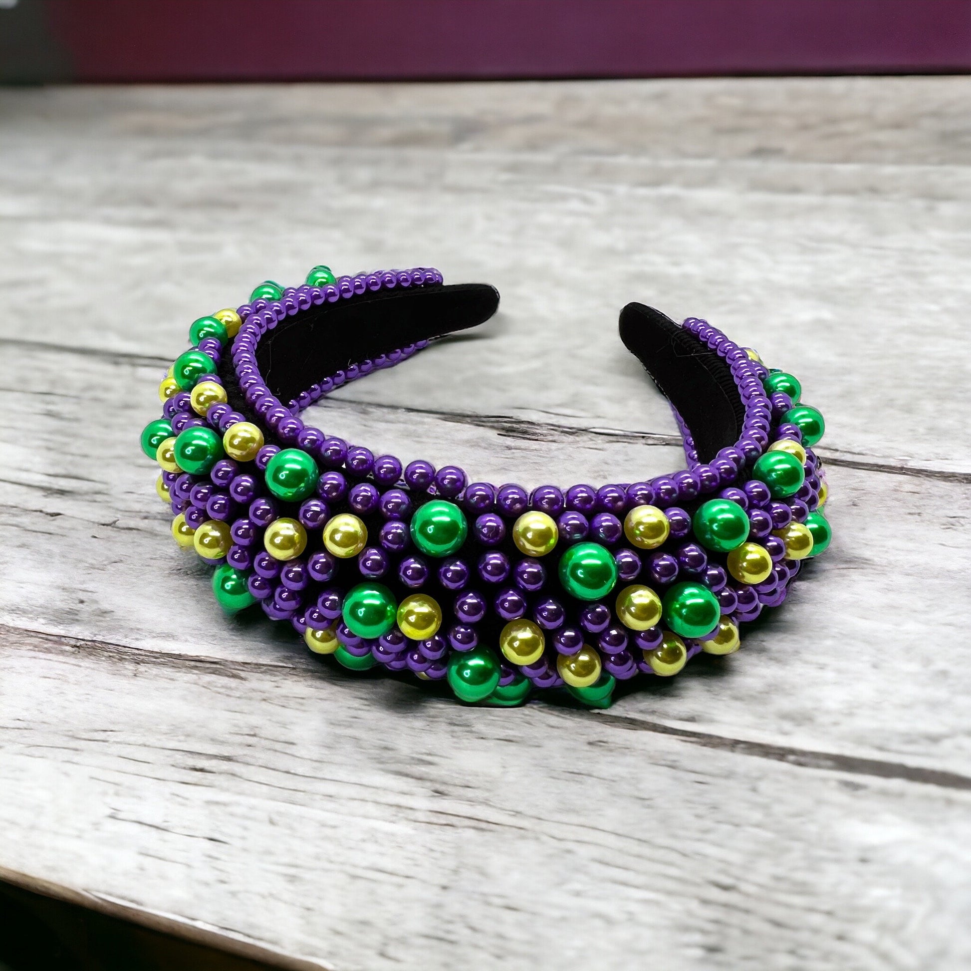 Sparkle & Shine: Beaded Mardi Gras Headband in Party Perfect Purple, Green & Gold! - Rhythms of Grace Creative