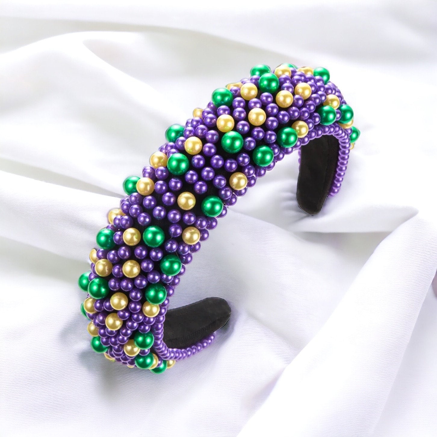 Sparkle & Shine: Beaded Mardi Gras Headband in Party Perfect Purple, Green & Gold! - Rhythms of Grace Creative
