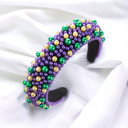 Sparkle & Shine: Beaded Mardi Gras Headband in Party Perfect Purple, Green & Gold! - Rhythms of Grace Creative