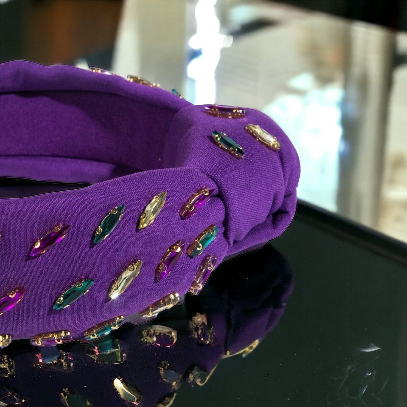 Rhinestone Mardi Gras Headband - Purple Green Gold, Mardi Gras Headpiece, Mardi Gras Accessories, Rhinestone Headband, Rhinestone Headpiece