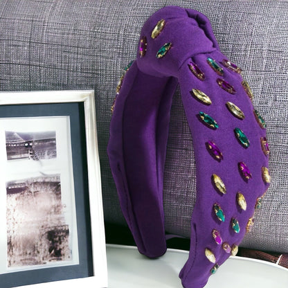 Rhinestone Mardi Gras Headband - Purple Green Gold, Mardi Gras Headpiece, Mardi Gras Accessories, Rhinestone Headband, Rhinestone Headpiece