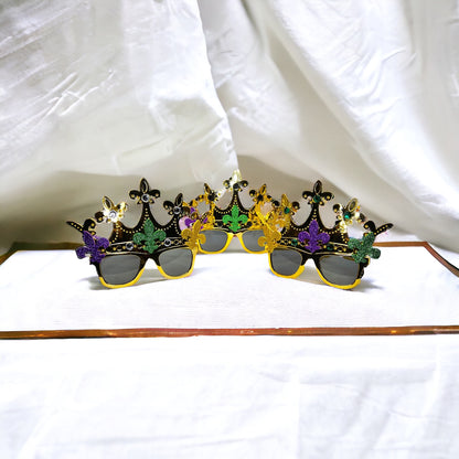 Let the Good Times Shine! Rhinestone Mardi Gras Crown Glasses 👑 - Rhythms of Grace Creative