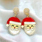 Santa Earrings - Santa Claus, Christmas Earrings, Rhinestone Santa, Christmas Jewelry, Black Santa, Christmas Jewelry, Handmade Earrings - Rhythms of Grace Creative