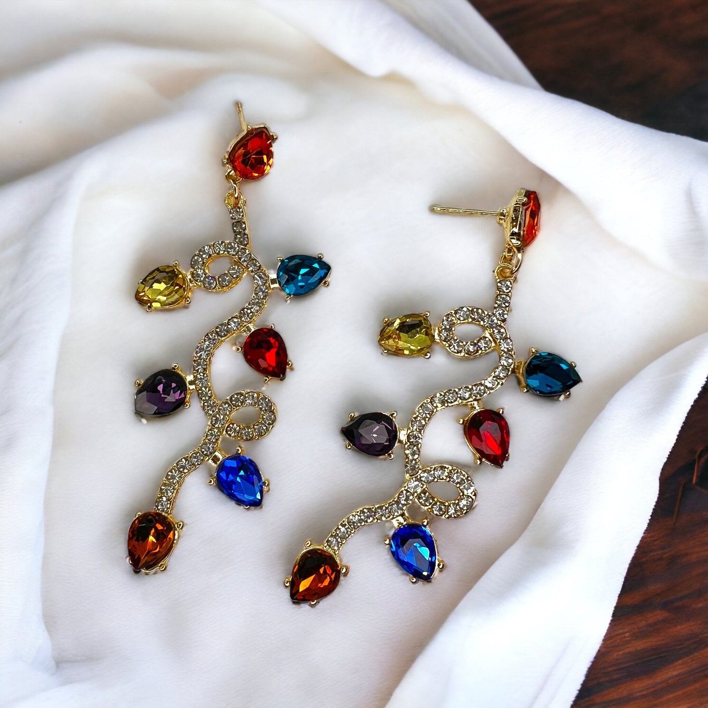 Christmas Lights Earrings - Christmas Earrings, Rhinestone Christmas, Christmas Jewelry, Christmas Jewelry, Handmade Earrings, Twinkle Light - Rhythms of Grace Creative