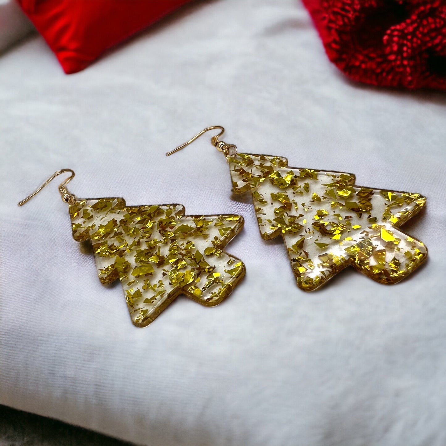 Christmas Tree Earrings - Christmas Earrings, Rhinestone Christmas, Christmas Jewelry, Christmas Jewelry, Handmade Earrings, Glitter Trees - Rhythms of Grace Creative