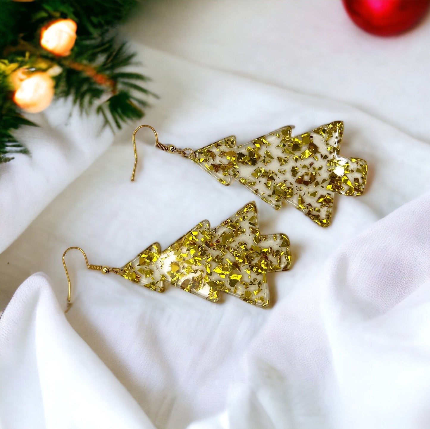 Christmas Tree Earrings - Christmas Earrings, Rhinestone Christmas, Christmas Jewelry, Christmas Jewelry, Handmade Earrings, Glitter Trees - Rhythms of Grace Creative