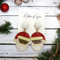 Santa Earrings - Santa Claus, Christmas Earrings, Rhinestone Santa, Christmas Jewelry, Black Santa, Christmas Jewelry, Handmade Earrings - Rhythms of Grace Creative