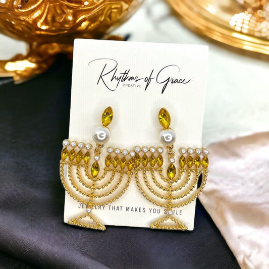 Shine Bright with Sparkling Menorah Earrings – Perfect for Hanukkah Celebrations! - Rhythms of Grace Creative