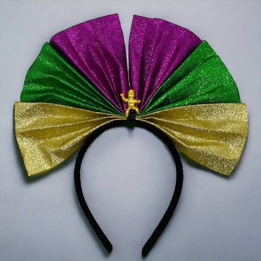 One-of-a-Kind Mardi Gras Magic: Dazzling Headband with King Cake Charm! - Rhythms of Grace Creative
