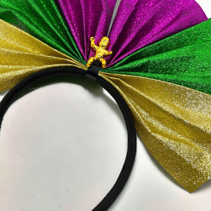 One-of-a-Kind Mardi Gras Magic: Dazzling Headband with King Cake Charm! - Rhythms of Grace Creative