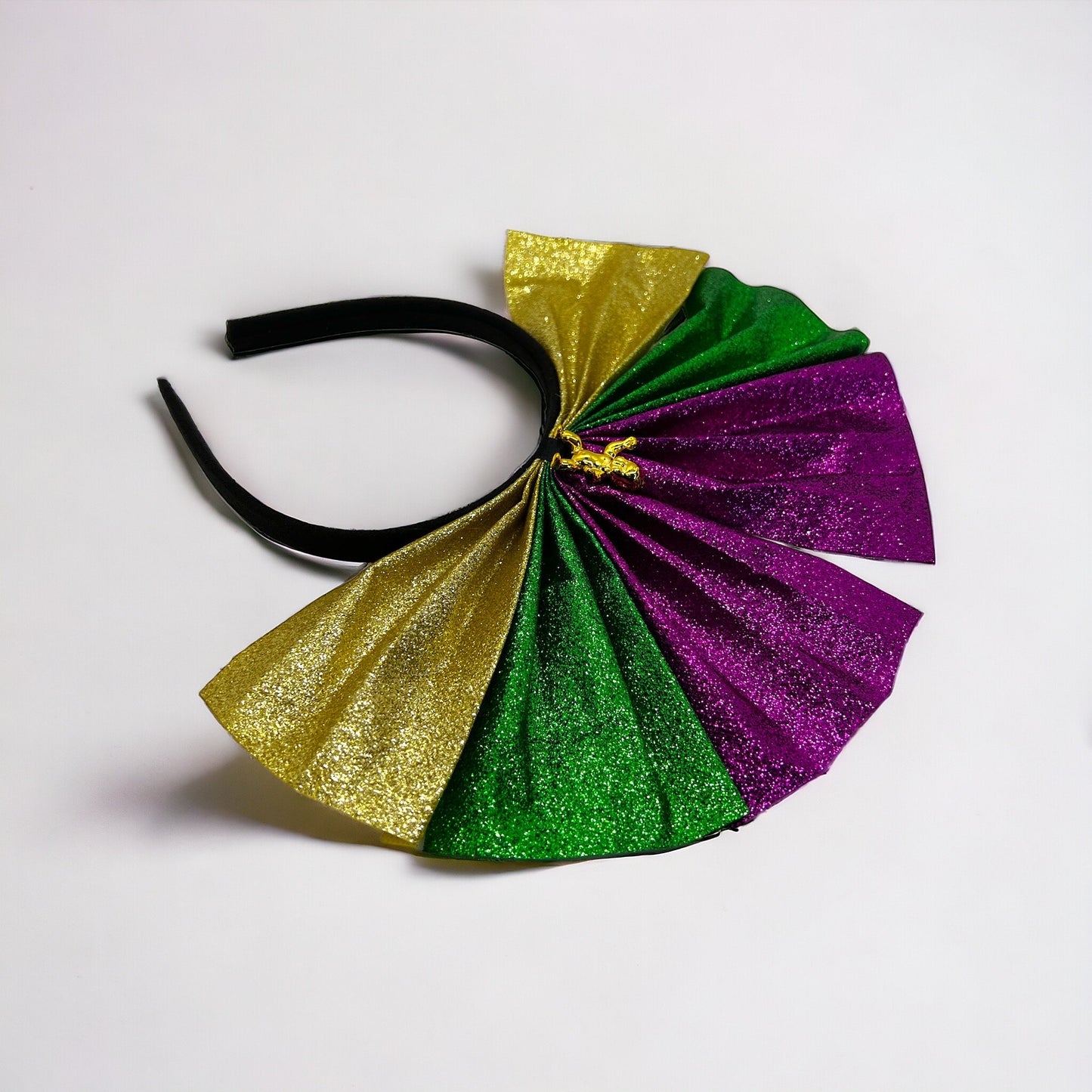 One-of-a-Kind Mardi Gras Magic: Dazzling Headband with King Cake Charm! - Rhythms of Grace Creative