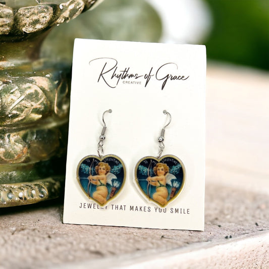 Vintage Vibes, Cupid Approved – Retro Cherub Earrings 💘 - Rhythms of Grace Creative