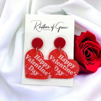 Heartfelt Hues: Happy Valentine's Day Red Heart Earrings! - Rhythms of Grace Creative