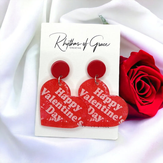 Heartfelt Hues: Happy Valentine's Day Red Heart Earrings! - Rhythms of Grace Creative