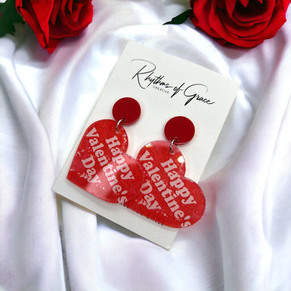Heartfelt Hues: Happy Valentine's Day Red Heart Earrings! - Rhythms of Grace Creative