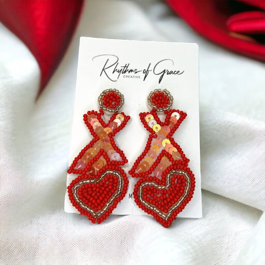 Lovey-Dovey Beaded Heart Earrings: XOXO Your Way to Valentine's Day Style! - Rhythms of Grace Creative