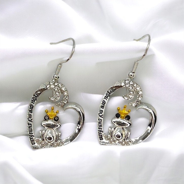 You're My Sunshine - Silver Heart Dangle Earrings 🌟 - Rhythms of Grace Creative