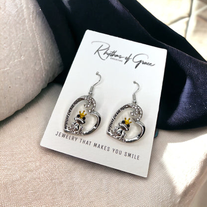 You're My Sunshine - Silver Heart Dangle Earrings 🌟 - Rhythms of Grace Creative