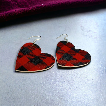 Heartfelt Style: Buffalo Plaid Love Dangle Earrings - Perfect for Valentine’s Day or Christmas! - Rhythms of Grace Creative