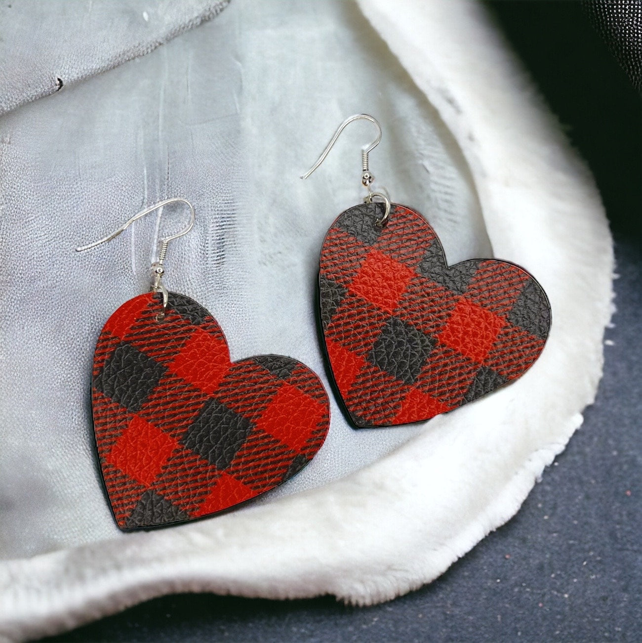 Heartfelt Style: Buffalo Plaid Love Dangle Earrings - Perfect for Valentine’s Day or Christmas! - Rhythms of Grace Creative
