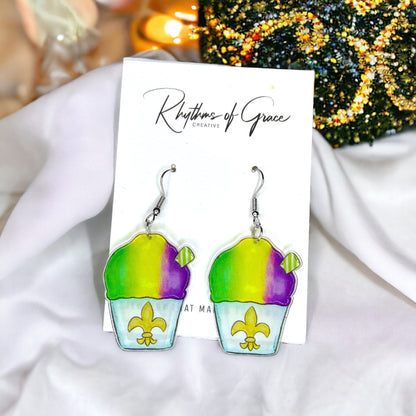 Mardi Gras Snowball Earrings – Sweet & Festive Dangles! - Rhythms of Grace Creative