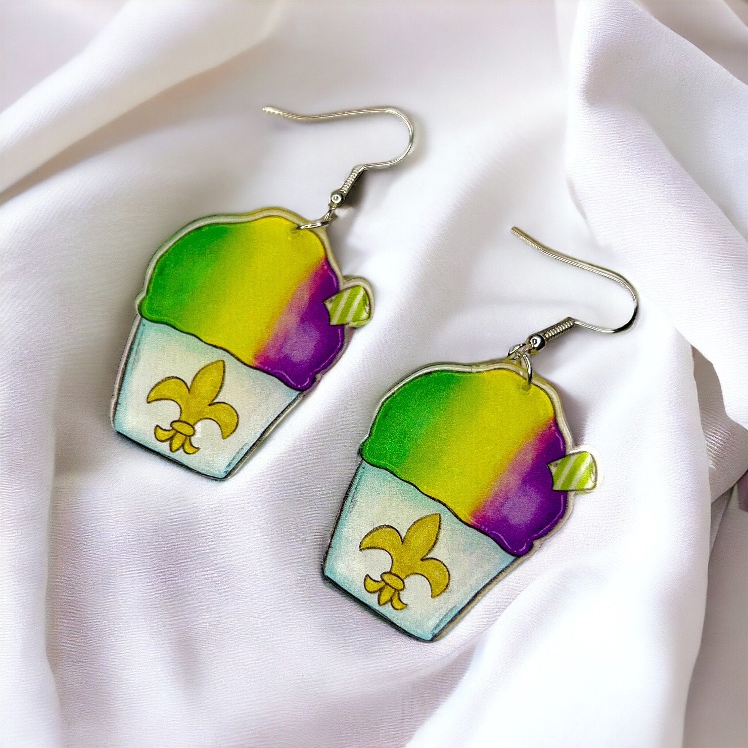 Mardi Gras Snowball Earrings – Sweet & Festive Dangles! - Rhythms of Grace Creative